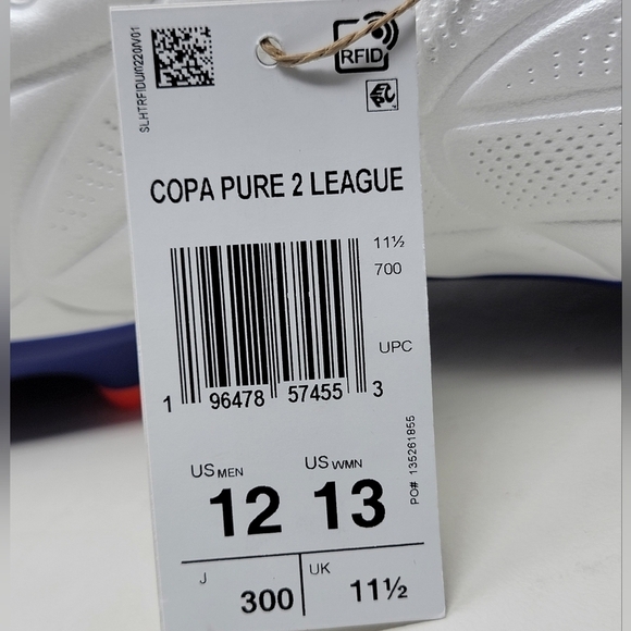 Adidas Soccer Cleats Men’s Size 12 Copa Pure 2 League FG IG6408 White Blue NEW main image 6